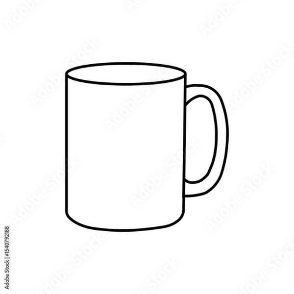 Fototapeta Illustration of a simple white ceramic mug with a handle isolated on a white background drawing style