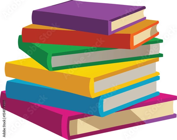 Obraz A vibrant stack of colorful books, isolated, symbolizes education and the wealth of knowledge within a library