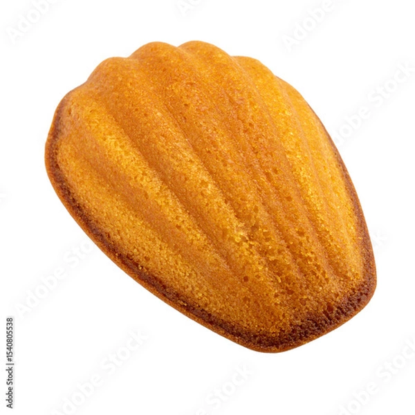 Obraz Golden brown shell-shaped madeleine cake against a clean backdrop on transparent background