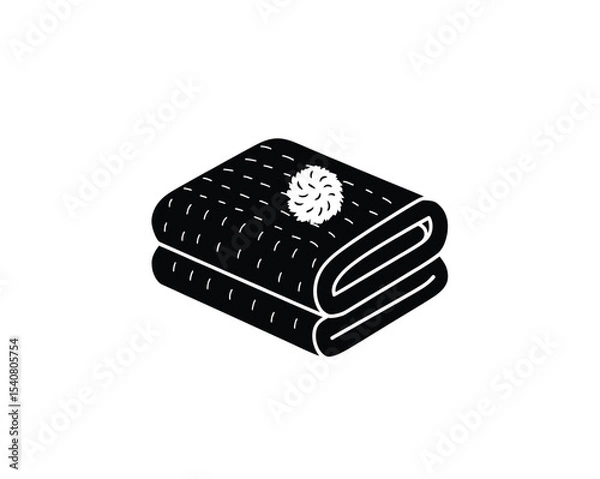 Fototapeta Folded blanket icon vector in black color with white background.