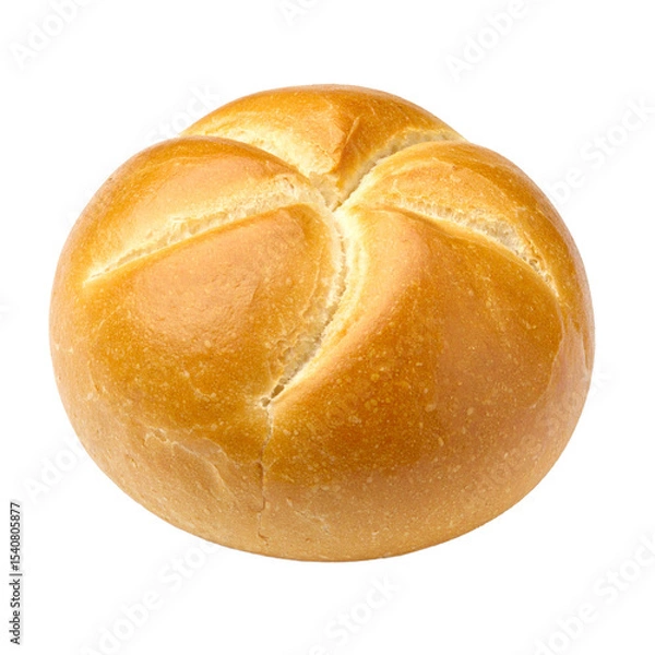 Obraz Golden kaiser roll showcasing its distinct crust texture and inviting appearance on transparent background