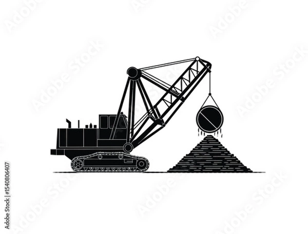 Fototapeta Pile diver working vector in black color on white background.