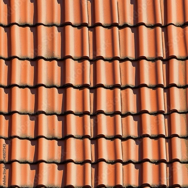 Fototapeta Red Clay Tile Roof Texture, Roofing, Tile Pattern