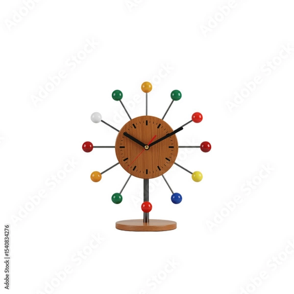 Fototapeta Mid-century modern desk clock with colorful balls
