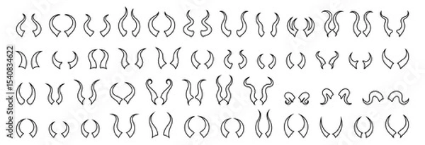 Obraz Collection of Horns Outlines and Silhouettes for Graphic Design and Illustration Projects