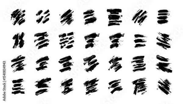Obraz Collection of Hand Drawn Brush Strokes and Splatters on White Background
