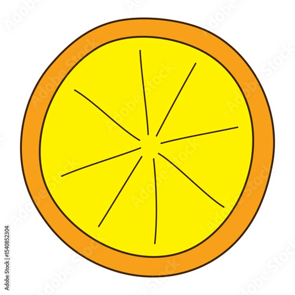 Obraz Lemon, orange, citrus fruit slice hand drawn illustration, isolated vector. Line art style design. Summer clip art, seasonal element, print. Cocktail garnish, beach bar, pool party