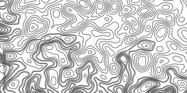 Fototapeta Minimalist topographic contour lines on a clean white background, smooth elevation curves, black fine lines, abstract geographic map style, elevation lines forming organic shapes, high contrast, 