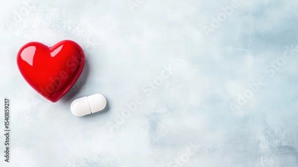 Obraz A white pill is next to a red heart