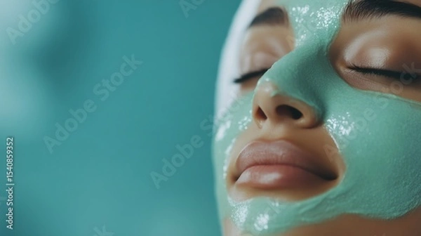 Obraz A woman with a green face mask