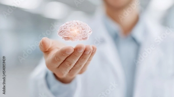 Obraz A man is holding a brain in his hand