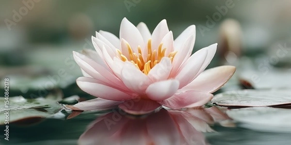 Obraz Pink flower is floating on the water.
