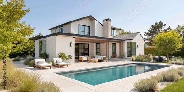 Obraz Large house with a pool and a patio.