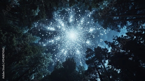Fototapeta Pure white light fireworks burst like delicate exploding crystals