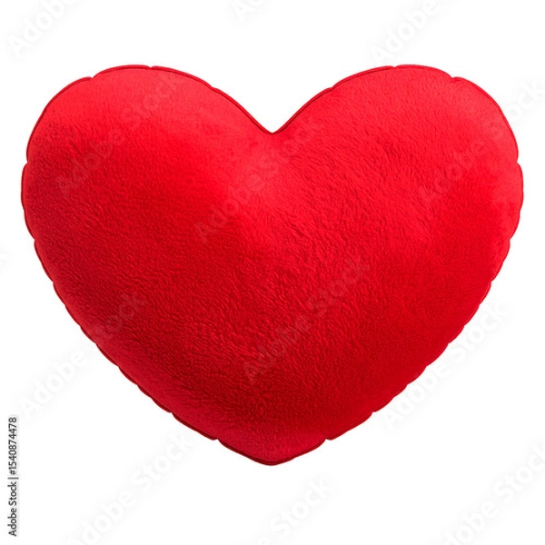 Fototapeta Red plush heart shaped pillow isolated on transparent background