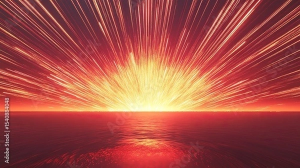Fototapeta Vibrant bursts of fiery red and bronze firework trails forming concentric arcs