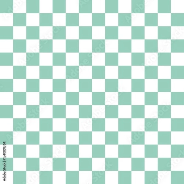 Fototapeta Green and white checkerboard seamless pattern