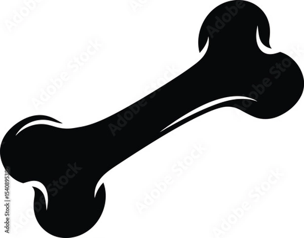 Obraz Black and white simplified silhouette of a bone on a white background representing pet care and canine health