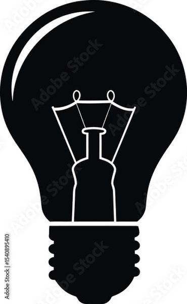 Fototapeta Silhouette of a classic light bulb design representing innovation and creativity in a simple and elegant vector illustration for various design projects