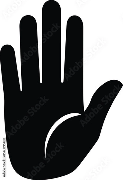 Obraz Black and white hand gesture with palm facing forward as a symbol of stop halt denial refusal prohibition or rejection