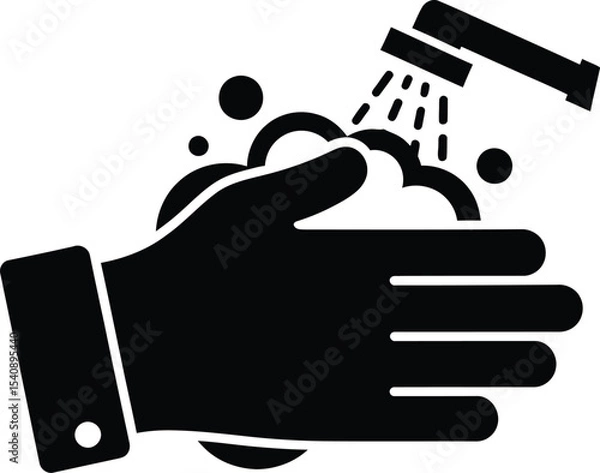 Obraz Vector illustration of hand washing process depicting hygiene and sanitation against viruses and bacteria with simple graphic style