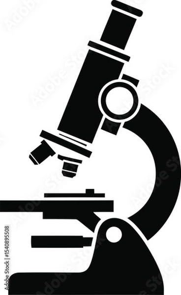 Obraz A professional silhouette illustration of a traditional laboratory microscope ideal for scientific and educational applications.