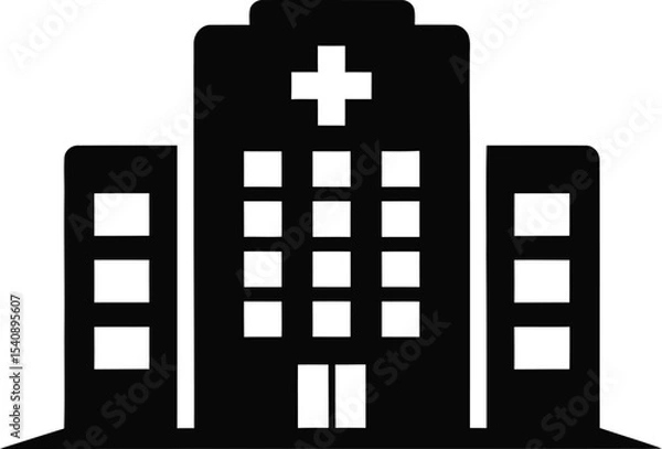 Obraz Black and white icon of a hospital building depicting medical care and healthcare symbolism suitable for health insurance and treatment