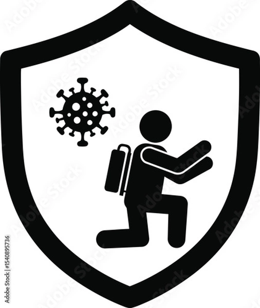 Obraz Shielded figure protects against virus illustration symbolizing protection and safety concept in health and wellness amidst global health crisis