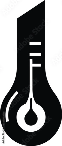 Obraz A simple black and white thermometer icon representing measurement temperature health and climate concepts for education and design