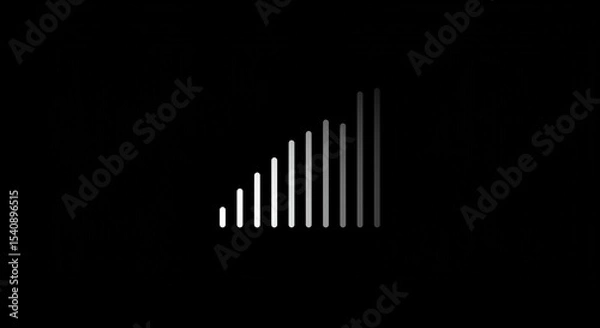 Fototapeta Signal strength bars ascending in white and gray against a black background in a minimalist style