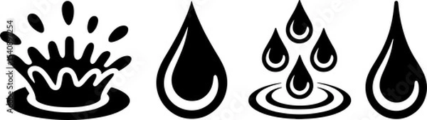 Fototapeta Water Droplet Splash Set Liquid Drop Symbols