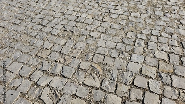 Fototapeta Stone Pavement with Irregular Cobblestones – Urban Texture Background