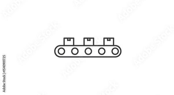 Obraz A simple line drawing of a conveyor belt with three boxes on it in black and white minimalist style