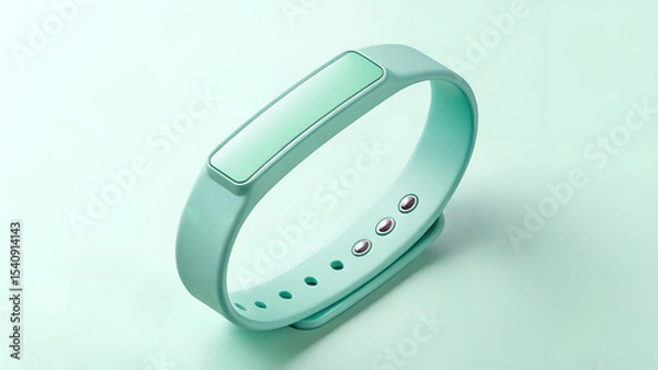 Obraz Minimal mockup of a mint green wristband centered on a soft pastel green background. Clean, modern, and isolated — perfect for branding, advertising, product presentation, or medical and wellness them