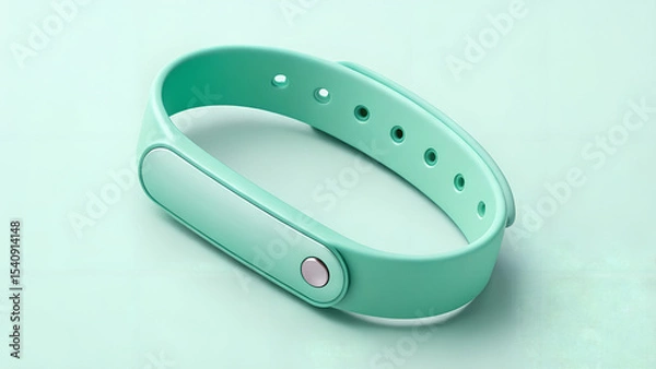 Obraz Minimal mockup of a mint green wristband centered on a soft pastel green background. Clean, modern, and isolated — perfect for branding, advertising, product presentation, or medical and wellness them