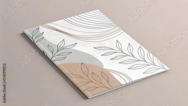 Obraz Minimalist zine cover featuring soft, hand-drawn organic lines and a neutral beige-toned color palette. Clean layout with natural flow and artistic balance. Ideal for editorial, branding, lifestyle, o