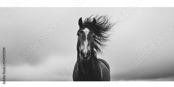 Obraz Astonishing Portrait of a Horse Captured Beautifully in Striking Monochrome Artistry