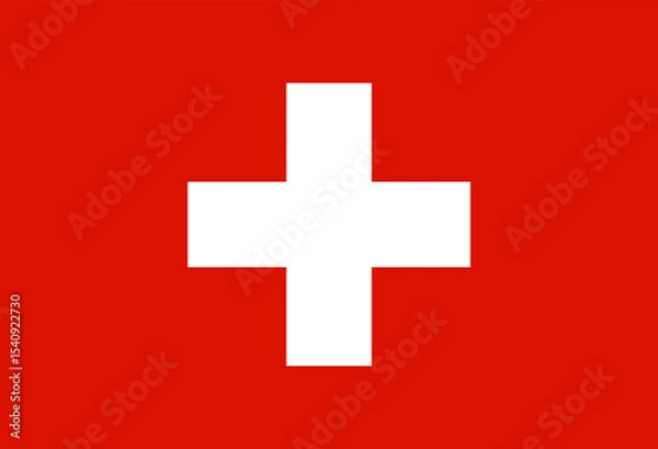 Fototapeta Vector illustration of Switzerland flag with white cross on red field.