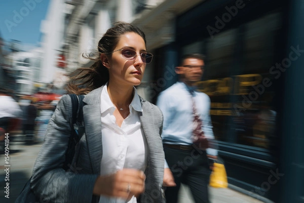 Fototapeta Dynamic High-Angle View of a Busy Soho Business Workspace with Professionals Collaborating and Working