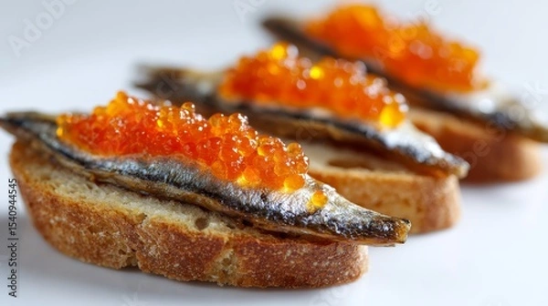 Fototapeta Close-up of Sardinian mullet roe on white plate showcasing glossy texture and rich savory flavor in simple elegant style.