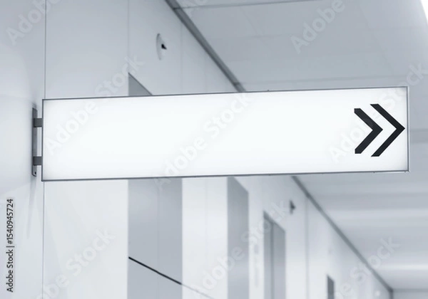 Obraz Blank Rectangular Directional Sign Modern Interior Signage Mockup for Wayfinding and Branding