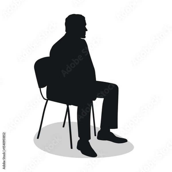 Fototapeta Silhouette of a viewer, a man sitting on a chair