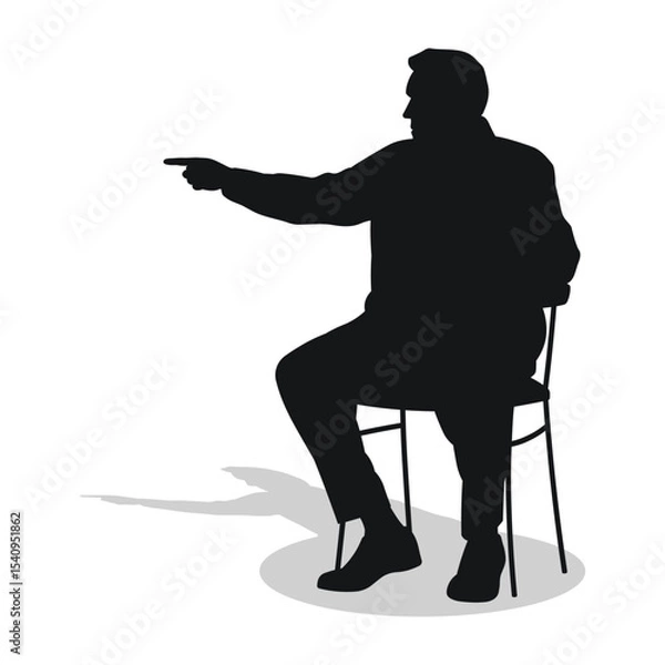 Fototapeta Man sits on a chair, a person points with his index finger in a direction to the side