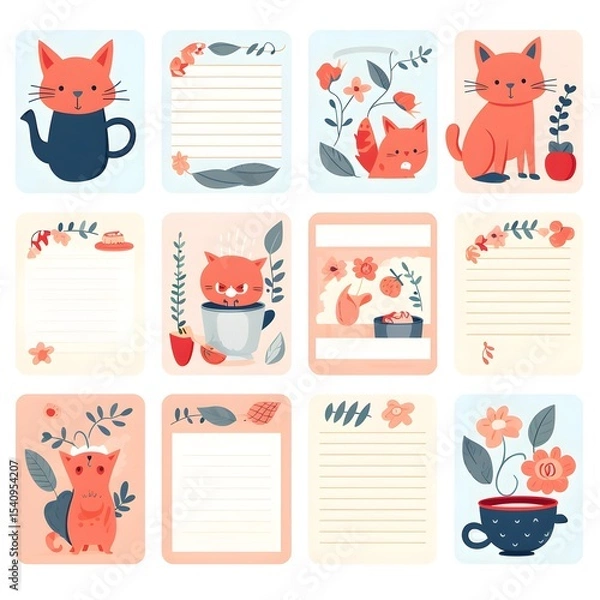 Obraz Colorful Childish Cute Agenda Appointment Notebooks for Organizing Tasks and Scheduling Meetings