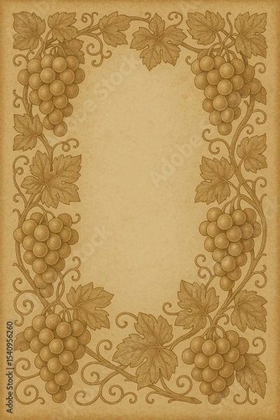 Obraz Vintage Grapevine Border Frame on Textured Old Paper