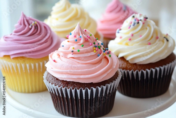 Fototapeta Delicious cupcakes generative AI