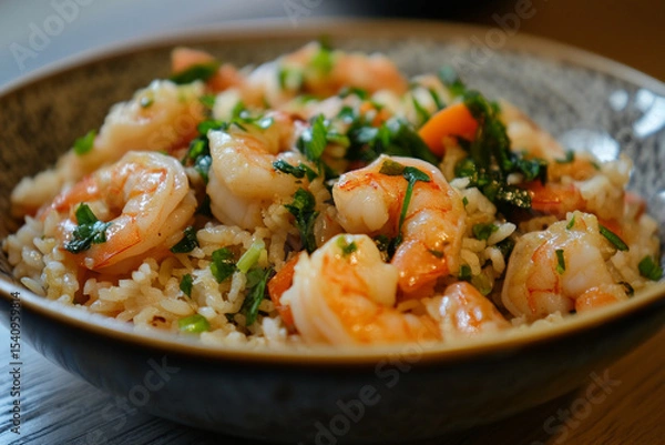 Fototapeta Prawn and rice generative AI