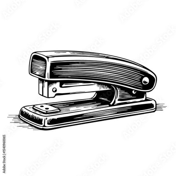 Fototapeta Stapler in vintage sketch style showing detailed design and texture  