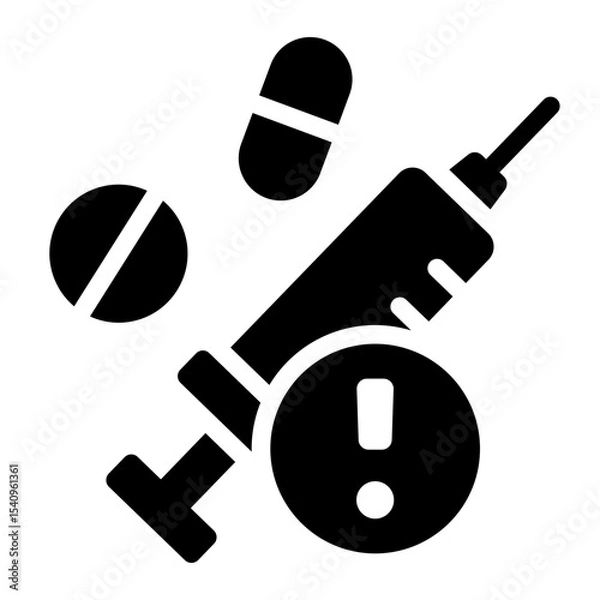 Obraz syringe glyph icon for overdose drug danger