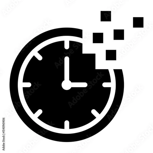 Obraz melting clock glyph icon for lost time in addiction